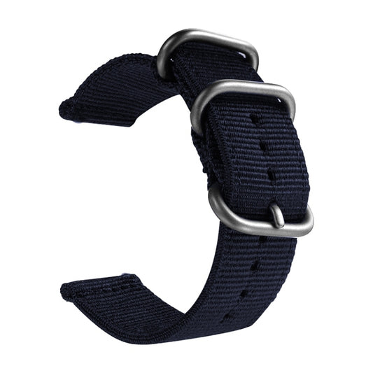 Washable Nylon Canvas Watchband, Band Width:22mm(Dark Blue with Silver Ring Buckle) - Watch Accessories & Parts by buy2fix | Online Shopping UK | buy2fix