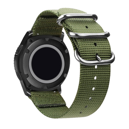 Washable Nylon Canvas Watchband, Band Width:22mm(Army Green with Silver Ring Buckle) - Watch Accessories & Parts by buy2fix | Online Shopping UK | buy2fix