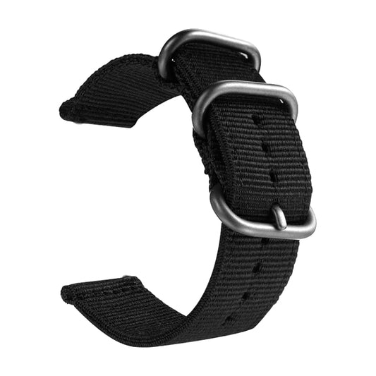 Washable Nylon Canvas Watchband, Band Width:24mm(Black with Silver Ring Buckle) - Watch Accessories & Parts by buy2fix | Online Shopping UK | buy2fix