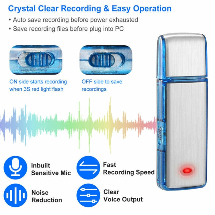 SK858 16GB Rechargeable Portable U-Disk Meeting Voice Recorder (Blue) - U-Disk Recorder by buy2fix | Online Shopping UK | buy2fix