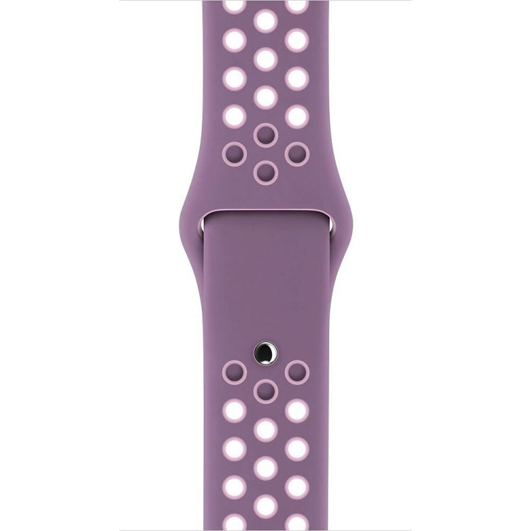 For Apple Watch Series 7 41mm / 6 & SE & 5 & 4 40mm / 3 & 2 & 1 38mm Fashionable Classical Silicone Sport Watch Band(Purple Powder) - Watch Bands by buy2fix | Online Shopping UK | buy2fix