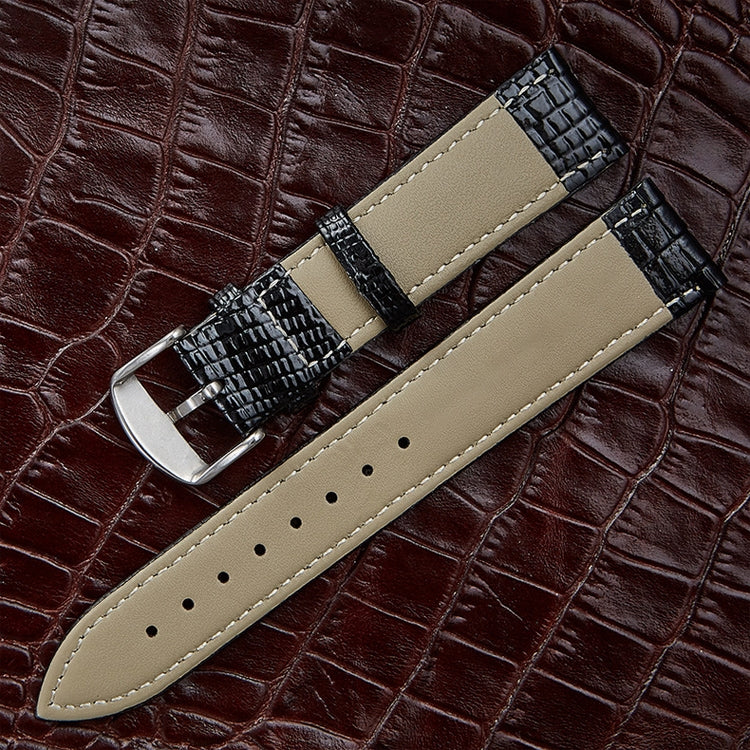 Lizard Texture Leather Strap  Watch Band, Size: 22mm(Coffee) - Watch Bands by buy2fix | Online Shopping UK | buy2fix