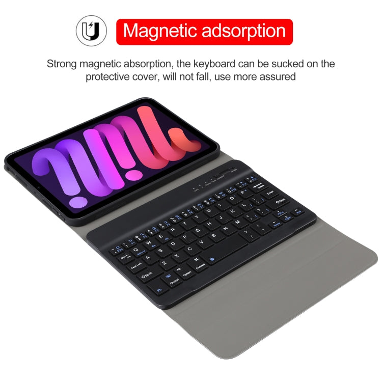 A06 Detachable Lambskin Texture Ultra-thin TPU Bluetooth Keyboard Leather Tablet Case with Stand For iPad mini 6 (Black) - For iPad mini by buy2fix | Online Shopping UK | buy2fix