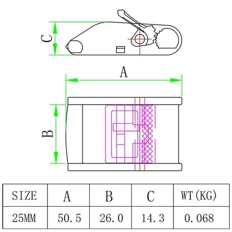 304 Stainless Steel 25mm Belt Buckle Clip Retractor Lock Buckle - Marine Accessories & Parts by buy2fix | Online Shopping UK | buy2fix