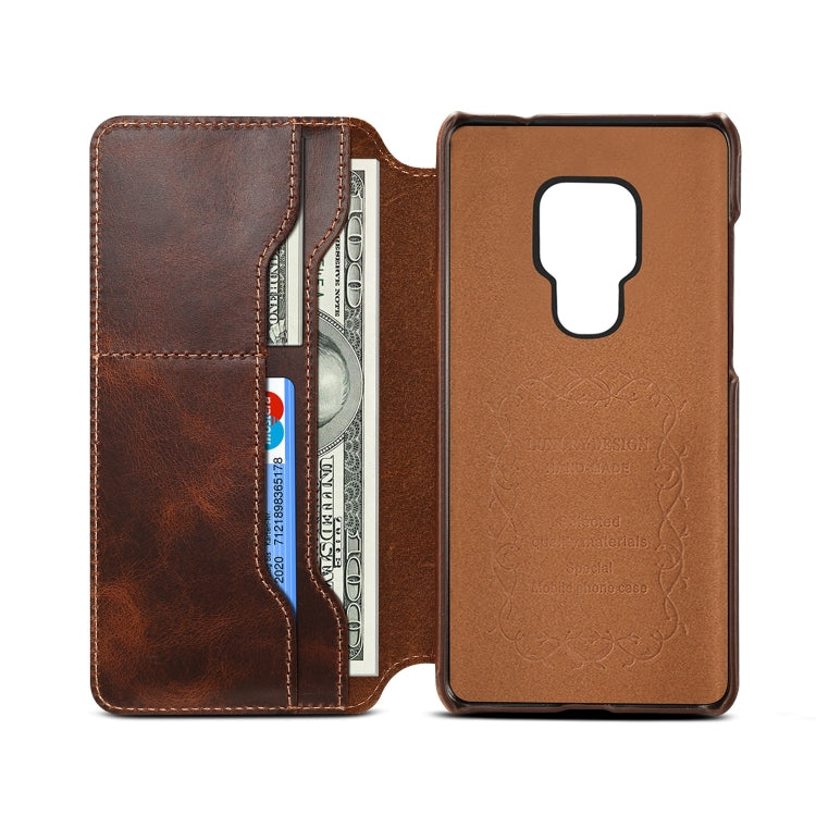 Oil Wax Cowhide Horizontal Flip Leather Case for Huawei Mate 20, with Card Slots & Wallet - Huawei Cases by Denior | Online Shopping UK | buy2fix