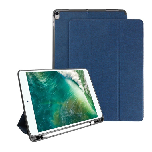 Mutural Exquisite Series Cloth Texture PU+TPU Leather Case for iPad Pro 10.5 inch, with 3-Fold Holder & Pen Slot & Sleep & Wake-up Function(Blue) - iPad Pro 10.5 inch Cases by Mutural | Online Shopping UK | buy2fix