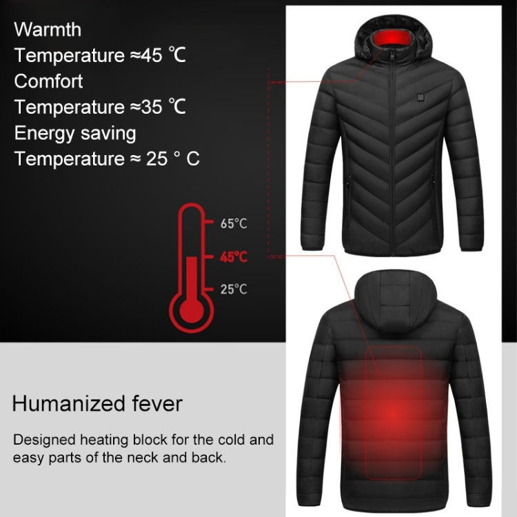 USB Heated Smart Constant Temperature Hooded Warm Coat for Men and Women (Color:Black Size:XL) - Down Jackets by buy2fix | Online Shopping UK | buy2fix