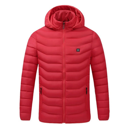 USB Heated Smart Constant Temperature Hooded Warm Coat for Men and Women (Color:Red Size:XL) - Down Jackets by buy2fix | Online Shopping UK | buy2fix