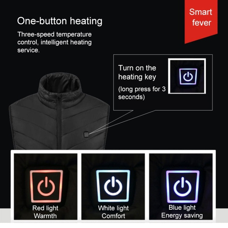 USB Security Smart Constant Temperature Fever Men Stand Collar Cotton Vest (Color:Red Size:XXXXL) - Down Jackets by buy2fix | Online Shopping UK | buy2fix