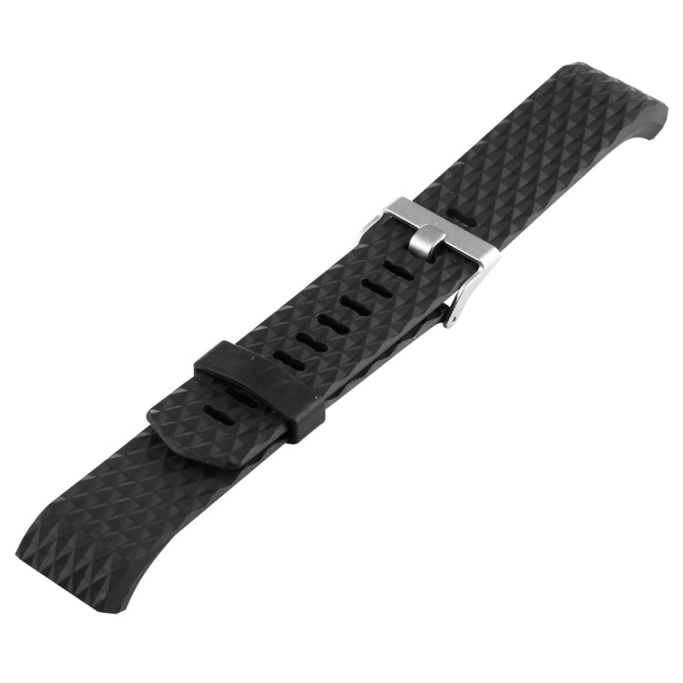 For Fitbit Charger 2 Bracelet Watch Diamond Texture TPU Watch Band, Full Length: 23cm(Black) - Watch Bands by buy2fix | Online Shopping UK | buy2fix