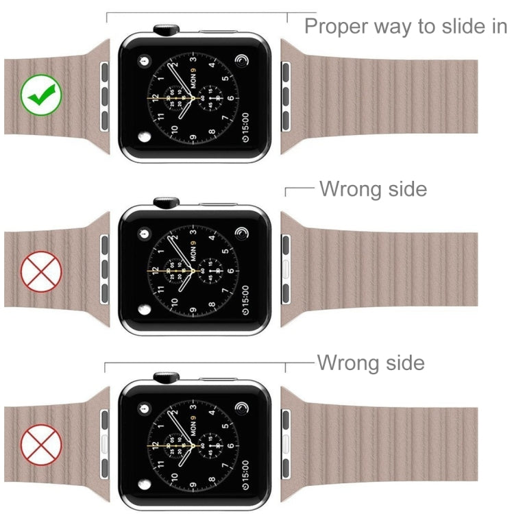 For Apple Watch 42mm Loop Magnetic Closure Clasp PU Leather Watch Band(Black) - Smart Wear by buy2fix | Online Shopping UK | buy2fix