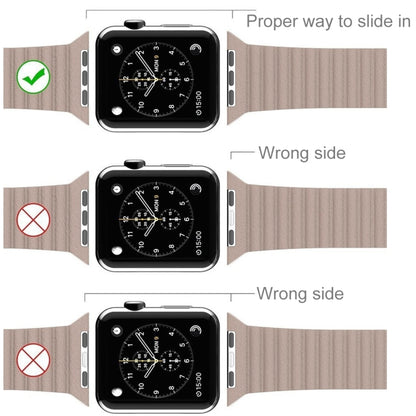 For Apple Watch 42mm Loop Magnetic Closure Clasp PU Leather Watch Band(Black) - Smart Wear by buy2fix | Online Shopping UK | buy2fix