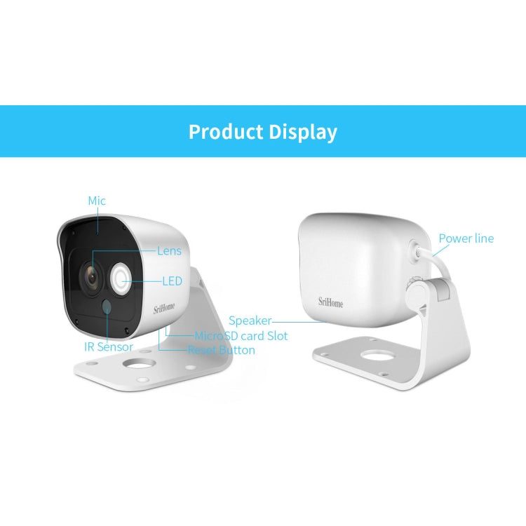 SriHome SH029 3.0 Million Pixels 1296P HD AI Camera, Support Two Way Talk / Motion Detection / Humanoid Detection / Night Vision / TF Card, EU Plug - Security by SriHome | Online Shopping UK | buy2fix