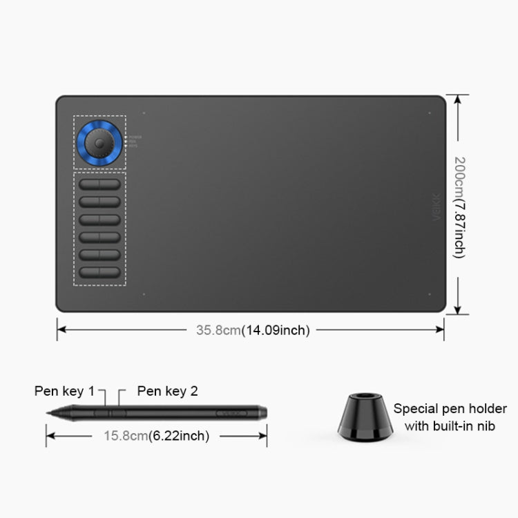 VEIKK A15PRO 10x6 inch 5080 LPI Type-C Interface Smart Touch Electronic Graphic Tablet (Blue) -  by VEIKK | Online Shopping UK | buy2fix