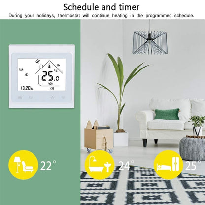 BHT-002GALW 3A Load Water Heating Type LCD Digital Heating Room Thermostat with Time Display, WiFi Control(White) - Indoor Thermometer by buy2fix | Online Shopping UK | buy2fix