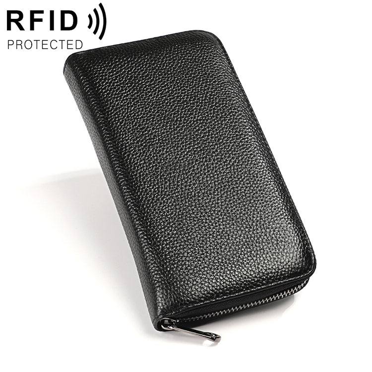 KB196 Top-grain Leather Large Capacity Multi-function 36-Bit Anti-magnetic RFID Organ Card Package Wallet(Black) - Antimagnetic RFID Package by buy2fix | Online Shopping UK | buy2fix