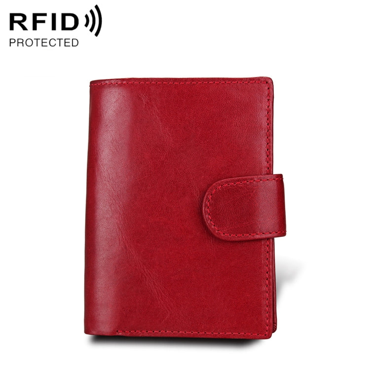 Antimagnet RFID Genuine Leather Wallet / Passport Package / Cowhide Card Slot for man(Red) - Antimagnetic RFID Package by buy2fix | Online Shopping UK | buy2fix