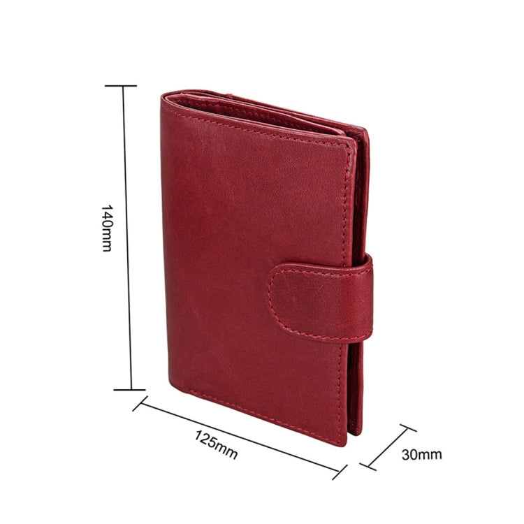 Antimagnet RFID Genuine Leather Wallet / Passport Package / Cowhide Card Slot for man(Red) - Antimagnetic RFID Package by buy2fix | Online Shopping UK | buy2fix