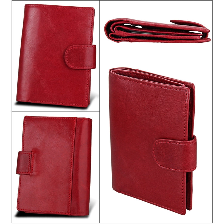 Antimagnet RFID Genuine Leather Wallet / Passport Package / Cowhide Card Slot for man(Red) - Antimagnetic RFID Package by buy2fix | Online Shopping UK | buy2fix