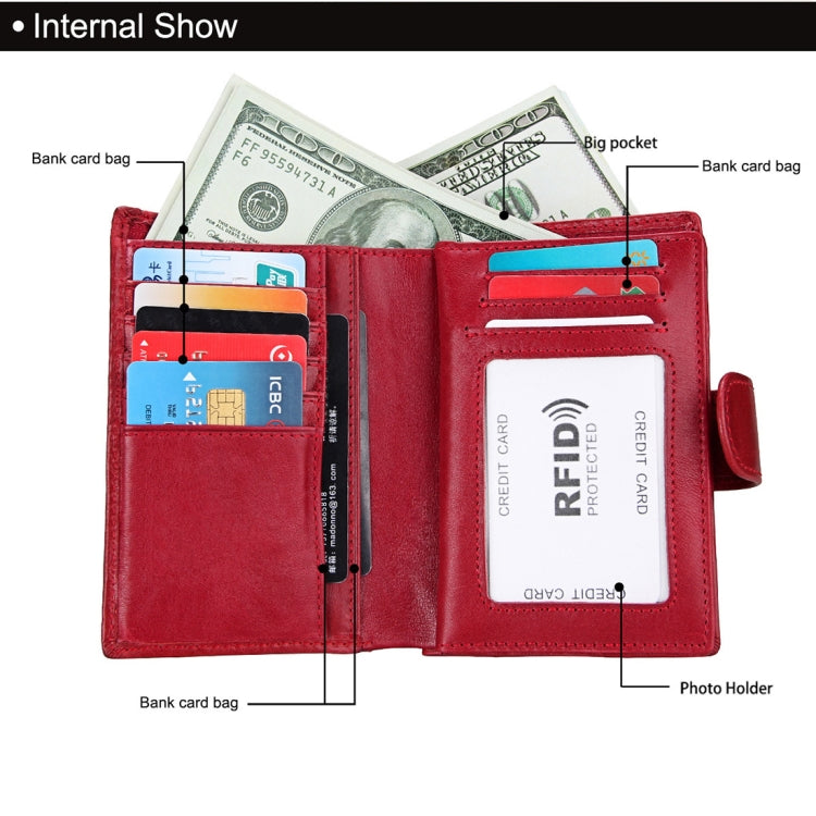 Antimagnet RFID Genuine Leather Wallet / Passport Package / Cowhide Card Slot for man(Red) - Antimagnetic RFID Package by buy2fix | Online Shopping UK | buy2fix