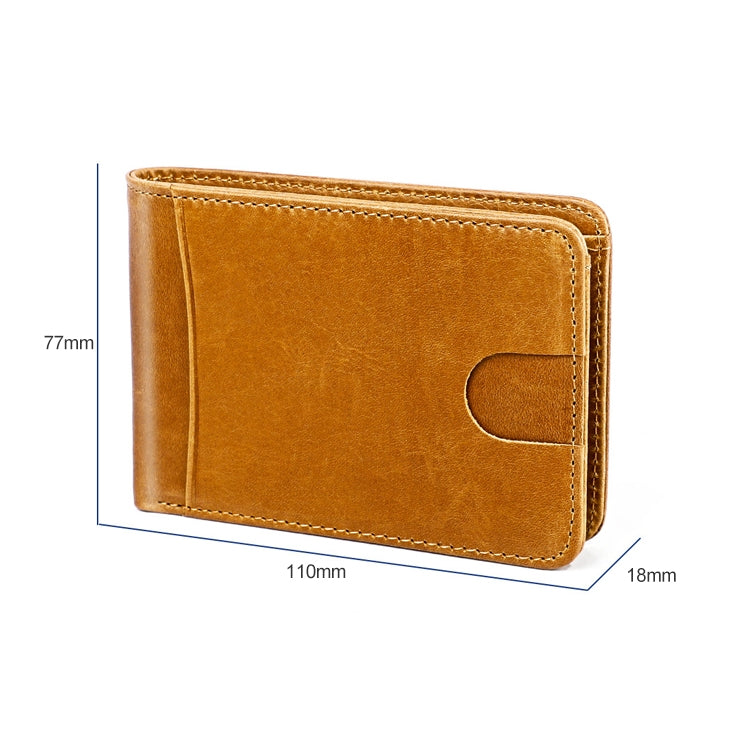 KB186 Antimagnetic RFID Mini Crazy Horse Texture Leather Billfold Card Wallet for Men and Women(Yellowish-brown) - Antimagnetic RFID Package by buy2fix | Online Shopping UK | buy2fix