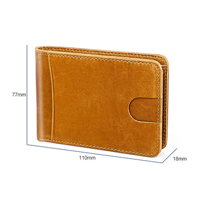 KB186 Antimagnetic RFID Mini Crazy Horse Texture Leather Billfold Card Wallet for Men and Women(Yellowish-brown) - Antimagnetic RFID Package by buy2fix | Online Shopping UK | buy2fix