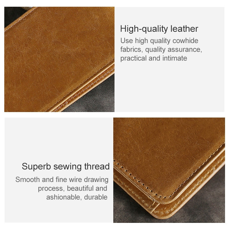 KB186 Antimagnetic RFID Mini Crazy Horse Texture Leather Billfold Card Wallet for Men and Women(Yellowish-brown) - Antimagnetic RFID Package by buy2fix | Online Shopping UK | buy2fix