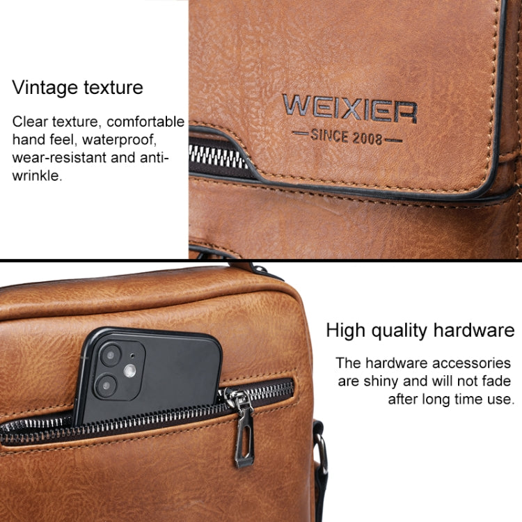 WEIXIER 8642 Men Business Retro PU Leather Handbag Crossbody Bag (Brown) - Crossbody Bags by WEIXIER | Online Shopping UK | buy2fix