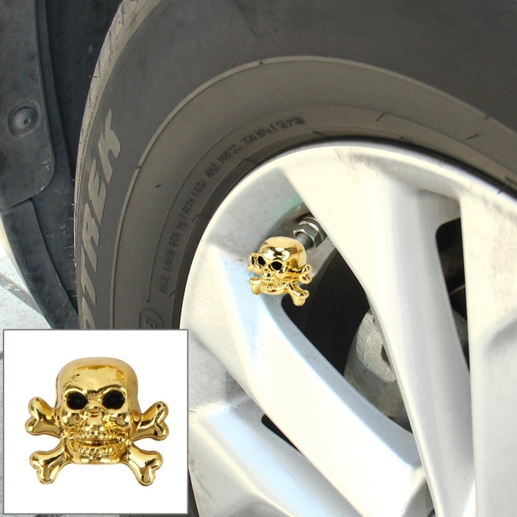 4 PCS Universal Skull Shape Gas Cap Mouthpiece Cover Gas Cap Tire Cap Car Motor Bicycle Tire Valve Caps(Gold) - In Car by buy2fix | Online Shopping UK | buy2fix