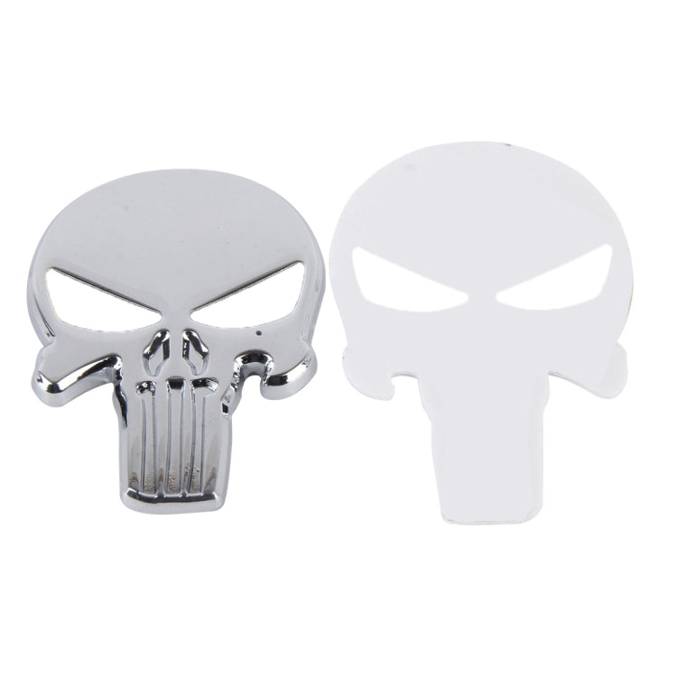 Silver Skull with black Eyes Metal Car Sticker - 3D Metal Sticker by buy2fix | Online Shopping UK | buy2fix