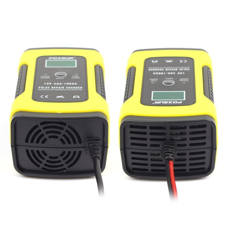 FOXSUR 12V 6A Intelligent Universal Battery Charger for Car Motorcycle, Length: 55cm, US Plug(Yellow) - In Car by FOXSUR | Online Shopping UK | buy2fix