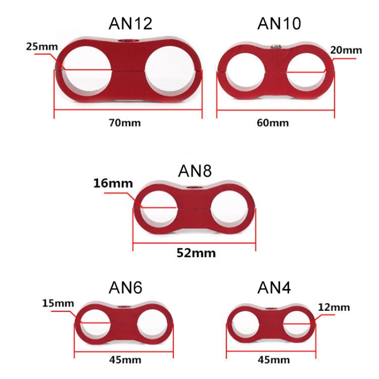 AN6 Automotive 2-hole High Pressure Tubing Fixing Clip Car Tubing Clamp Aluminum Alloy Clip Tubing Separator, Random Color Delivery - In Car by buy2fix | Online Shopping UK | buy2fix