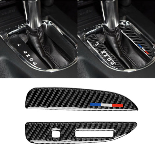 2 PCS Car USA Color Carbon Fiber Gearshift Panel Decorative Sticker for Ford Mustang 2015-2017, Left Drive - Car Interior Mouldings by buy2fix | Online Shopping UK | buy2fix