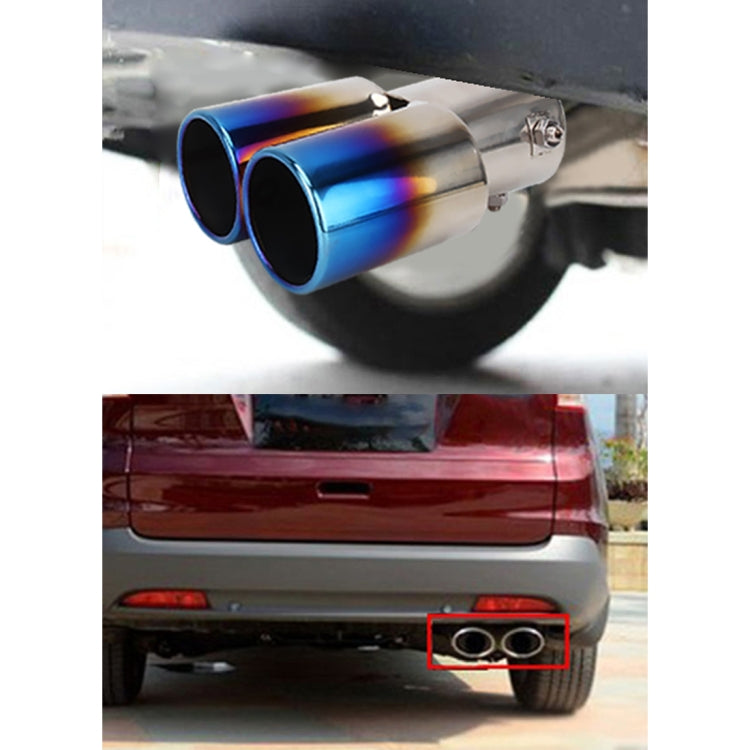 Universal Car Styling Stainless Steel Straight Double Outlets Exhaust Tail Muffler Tip Pipe(Blue) - In Car by buy2fix | Online Shopping UK | buy2fix