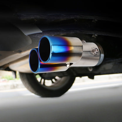 Universal Car Styling Stainless Steel Straight Double Outlets Exhaust Tail Muffler Tip Pipe(Blue) - In Car by buy2fix | Online Shopping UK | buy2fix