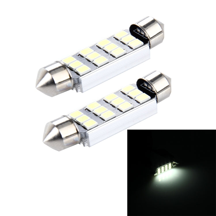 2 PCS 3.5W 250 LM 6000K 41MM 12 SMD-2835 LEDs Bicuspid Port Decoding Car Dome Lamp LED Reading Light, DC 12V(White Light) - Dome Lights by buy2fix | Online Shopping UK | buy2fix