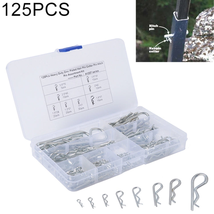 125 PCS Heavy Duty Zinc Plated Cotter R Tractor Clip Pin for Car / Boat / Garages - In Car by buy2fix | Online Shopping UK | buy2fix