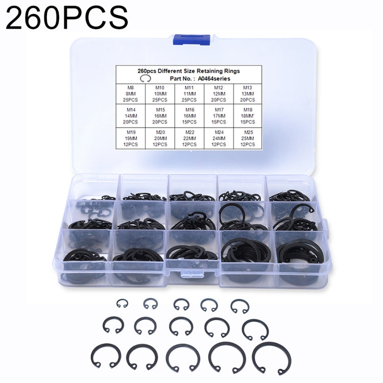 260 PCS Car C Shape Circlip Snap Ring Assortment Retaining Rings - In Car by buy2fix | Online Shopping UK | buy2fix