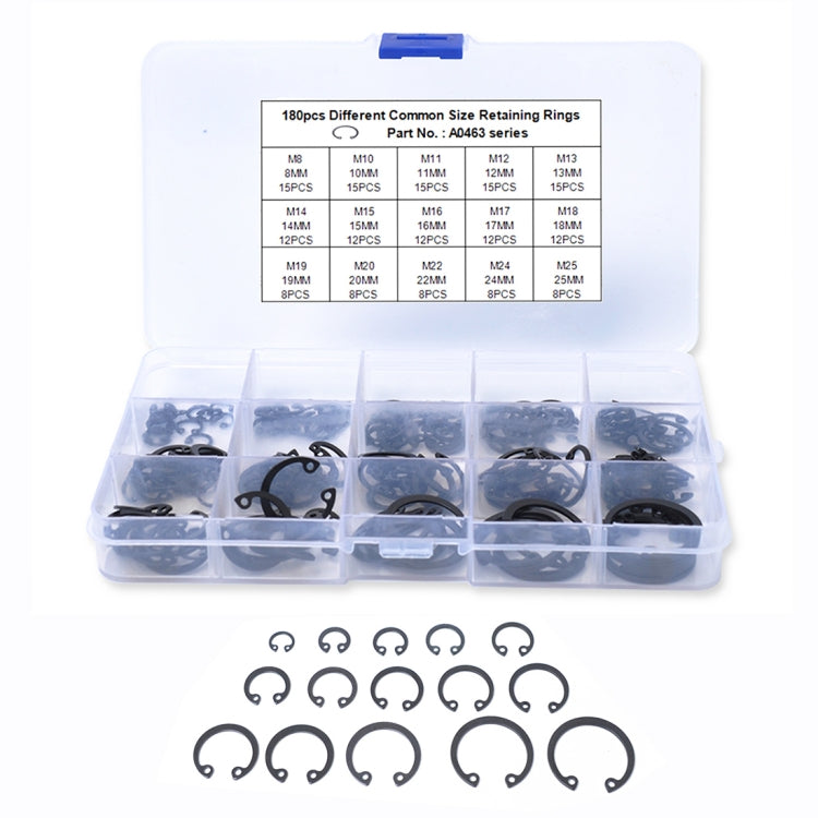 180 PCS Car C Shape Circlip Snap Ring Assortment Retaining Rings - In Car by buy2fix | Online Shopping UK | buy2fix