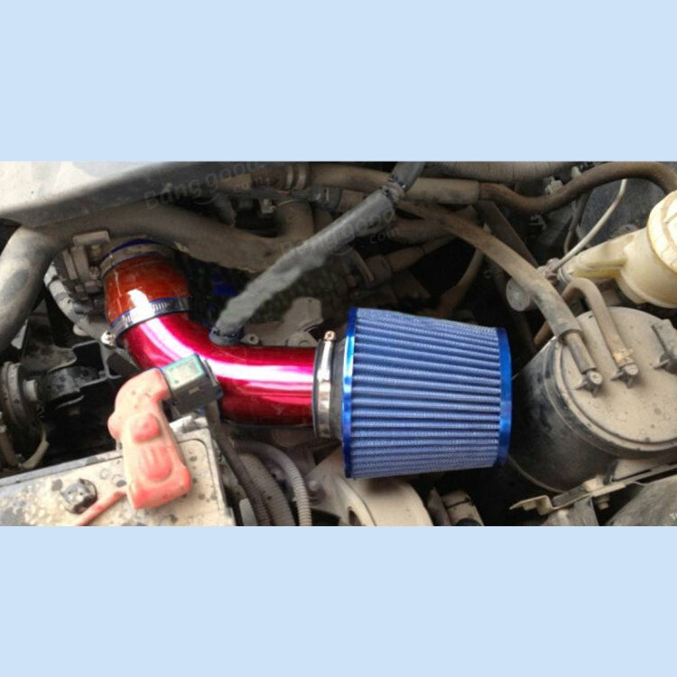 Universal  Air Intake Pipe Super Power Flow Air Intakes Short Cold Racing Aluminium Air Intake Pipe Hose with Cone Filter Kit System (Red) - In Car by buy2fix | Online Shopping UK | buy2fix