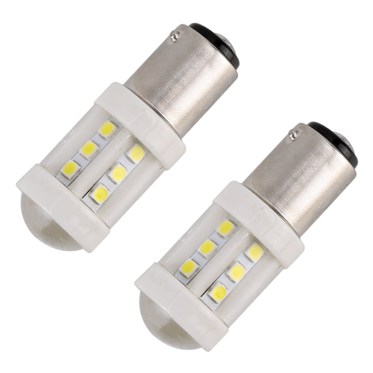 2 PCS 1157 / BAY15D 4.5W DC 12V 6000K 360LM Car Auto Ceramics Brake Lights 18LEDs SMD-3030 Lamps, with Projector Lens (White Light) - Brake Lights by buy2fix | Online Shopping UK | buy2fix