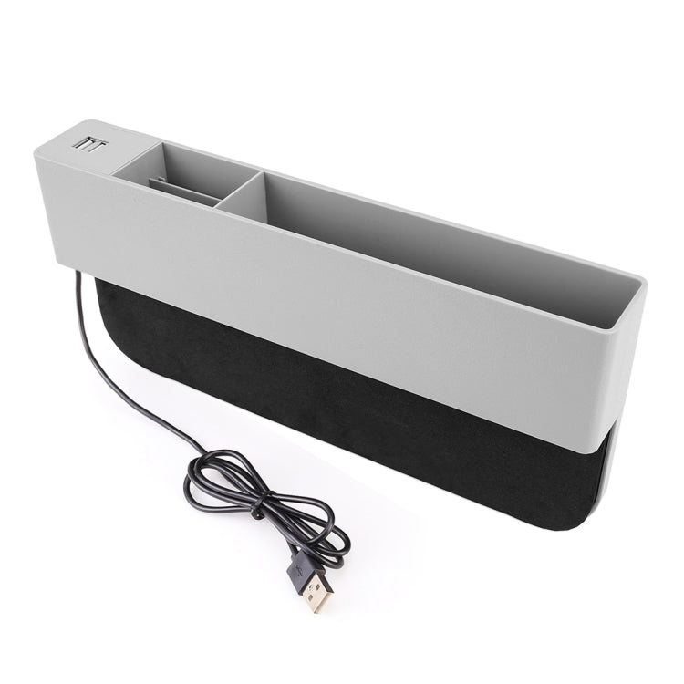 Universal Car Multi-functional Charger Console Side Pocket Seat Gap Side Storage Box, with 2 USB Ports(Grey) - Stowing Tidying by buy2fix | Online Shopping UK | buy2fix