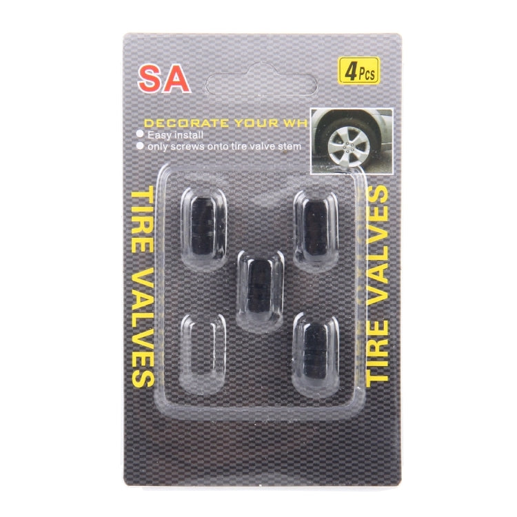 4PCS SA Metal Plated Hexagon Shape Universal Tire Valve Stem Cap(Black) - In Car by buy2fix | Online Shopping UK | buy2fix