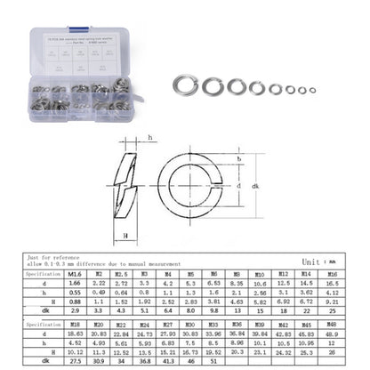 75 PCS Stainless Steel Spring Lock Washer Assorted Kit M4-M16 for Car / Boat / Home Appliance - In Car by buy2fix | Online Shopping UK | buy2fix