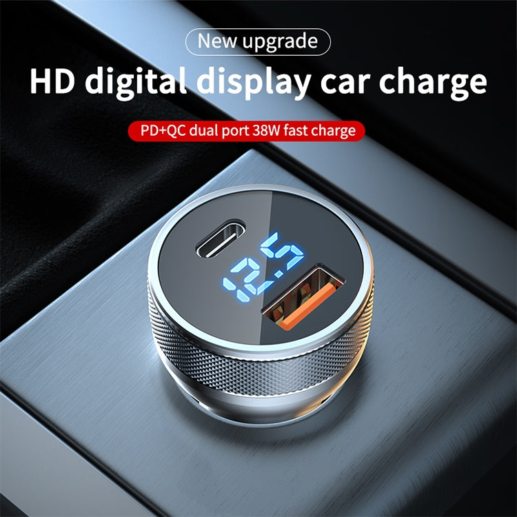 ACC-568 PD 20W USB-C / Type-C + USB Digital Display Fast Charge Car Charger (Black) - In Car by buy2fix | Online Shopping UK | buy2fix