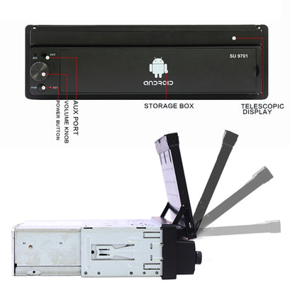 SU 9701 2GB+16GB 7 inch HD Manual Telescoping Car Android Radio Receiver MP5 Player, Support FM & Bluetooth & TF Card & GPS & Phone Link & WiFi - In Car by buy2fix | Online Shopping UK | buy2fix