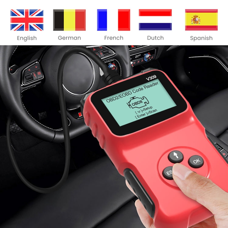 V309 Car Portable OBD2 Scanner Car Diagnostic Tool OBD 2 Automotive Scanner OBD Code Reader - In Car by buy2fix | Online Shopping UK | buy2fix