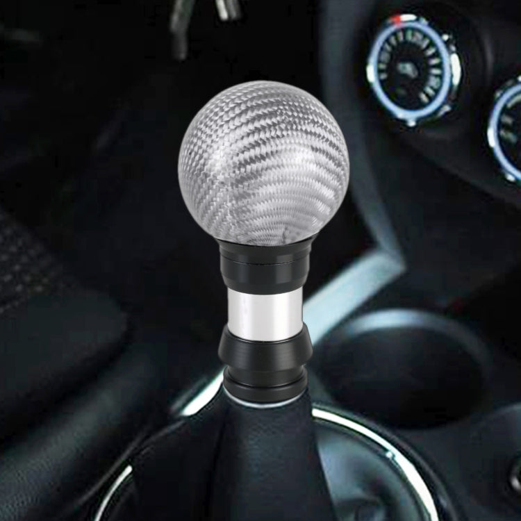 Universal Car Pressable Telescopic Carbon Fiber Gear Head Gear Shift Knob, Length: 9.5cm (Silver) -  by buy2fix | Online Shopping UK | buy2fix