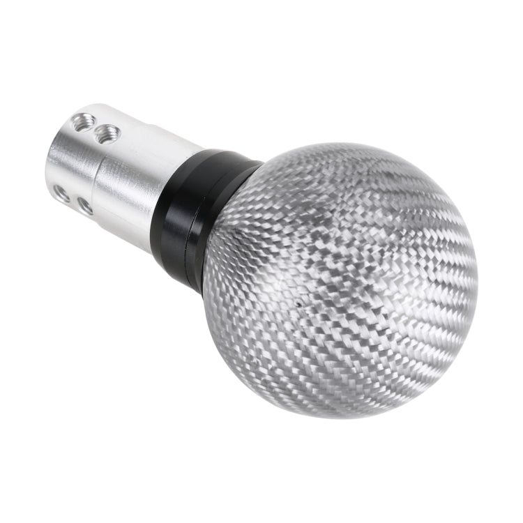 Universal Car Pressable Telescopic Carbon Fiber Gear Head Gear Shift Knob, Length: 9.5cm (Silver) -  by buy2fix | Online Shopping UK | buy2fix