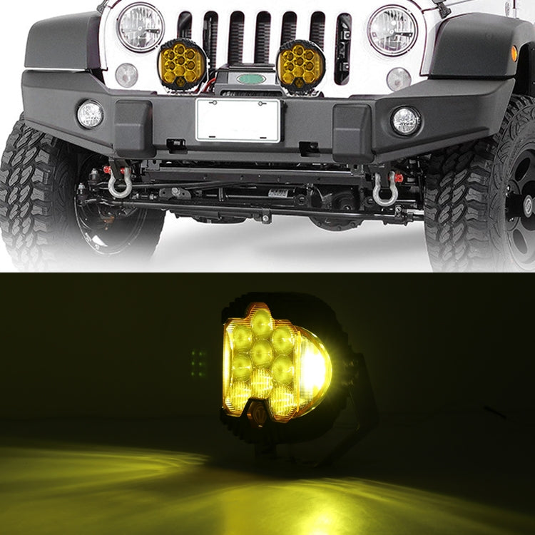 OL-1950Y 7 inch DC12V-30V 8000LM 6500K 90W Car LED Light on Three Sides Headlight for Jeep Wrangler (Gold Light) - In Car by buy2fix | Online Shopping UK | buy2fix